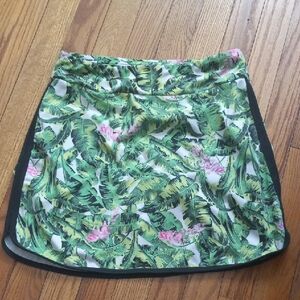 Zelos Tropical Floral Green and Pink Tennis Skort Skirt Size S